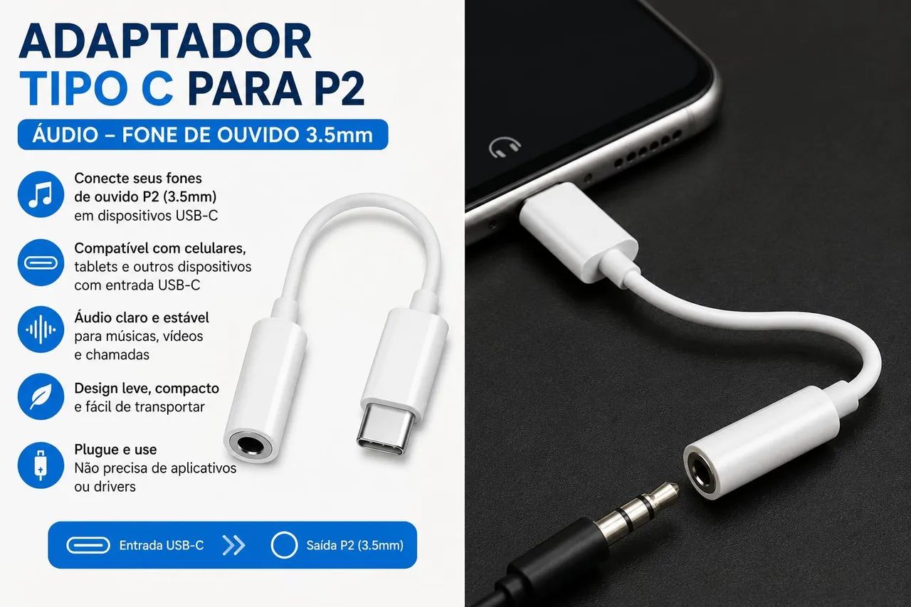 Adaptador USB-C para P2 (3.5mm)