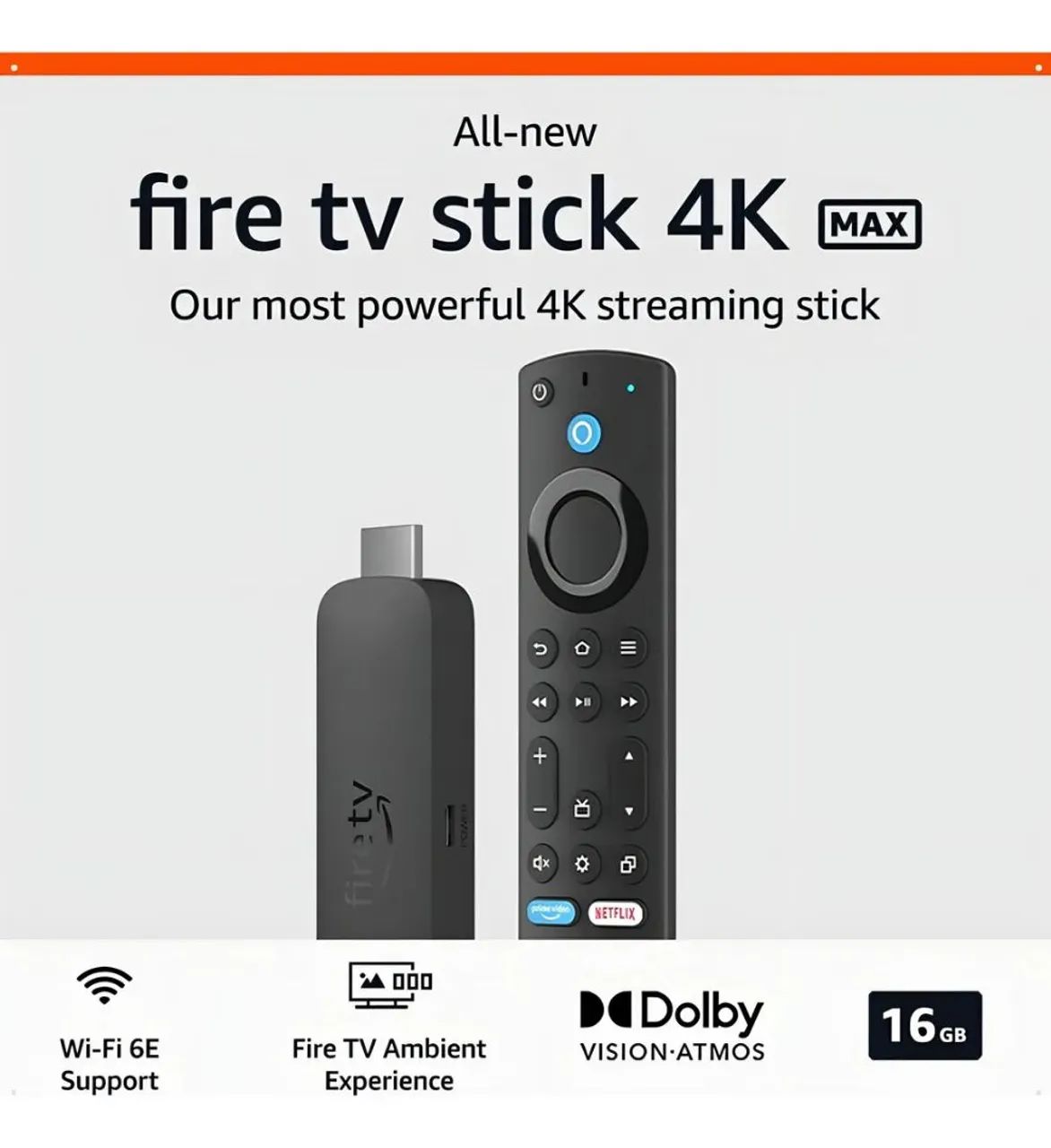 Amazon Fire TV Stick 4K MAX 16GB Wi-Fi 6E Alexa Controle por Voz - Foto 3