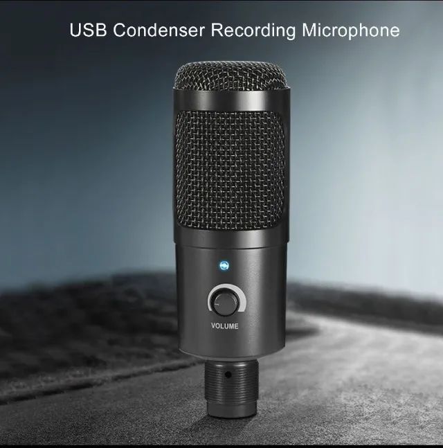 Kit de Microfone USB E105, Microfone Condensador Supercardióide com Tripe