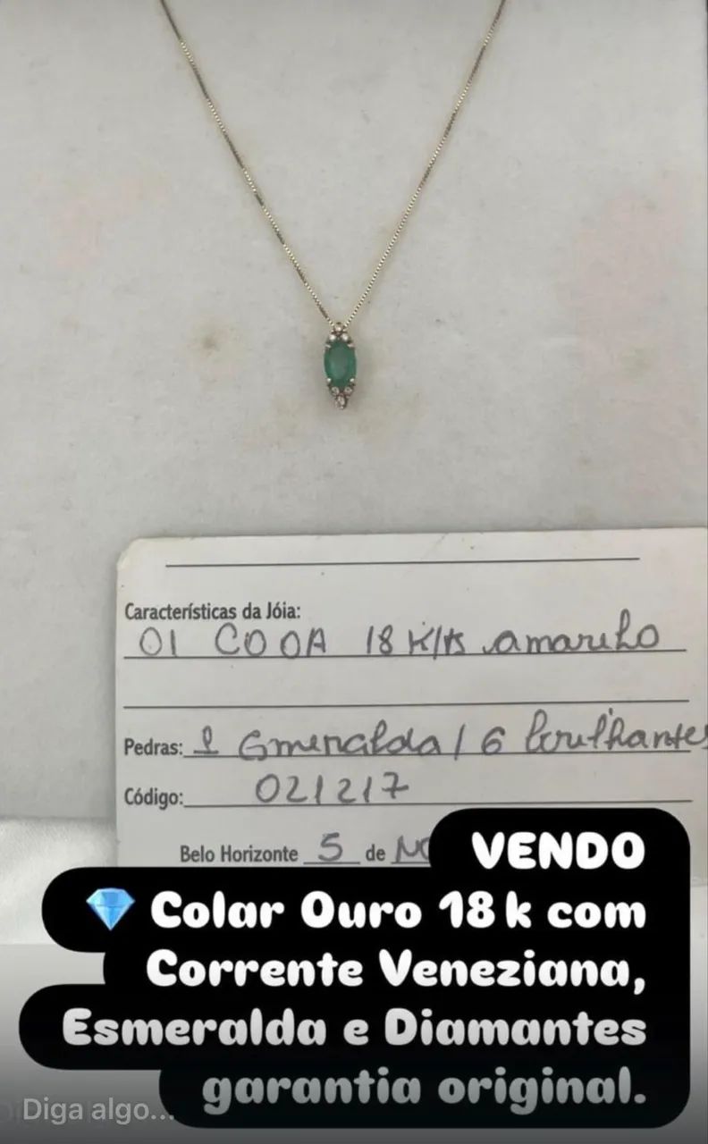 Colar de esmeralda com diamante - Foto 4