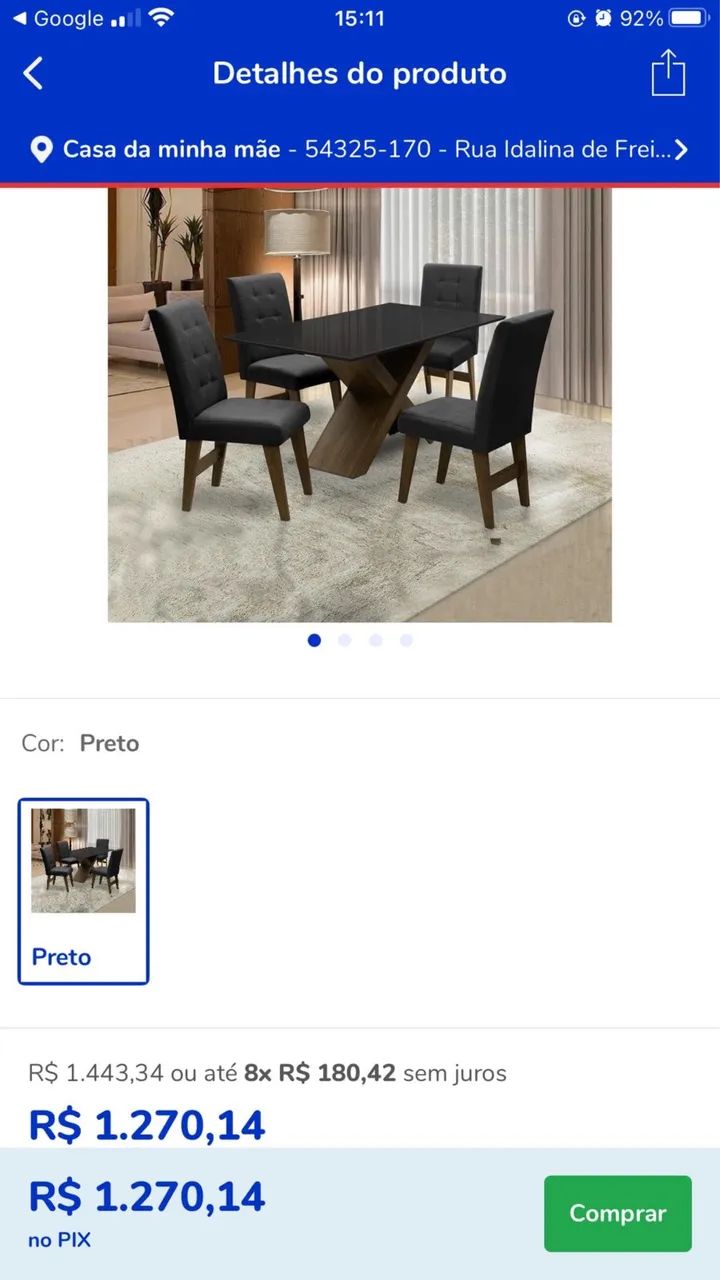 Mesa Dubai 4 cadeiras / 1.35x90 mdf  - Foto 6