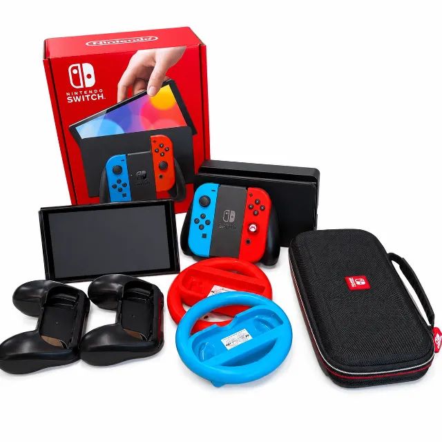 Nintendo Switch Oled 64gb + Case + Sd 64gb + Acessórios