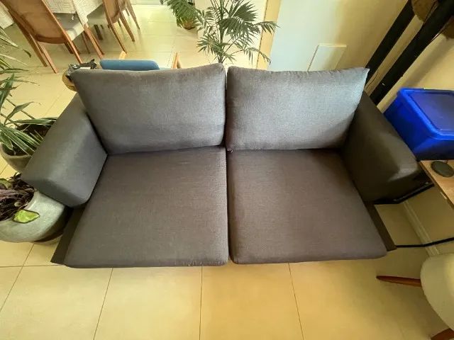 Sofá Linho 4 lugares HABITATO Sofás - Cinza chumbo 2 metros - Foto 4