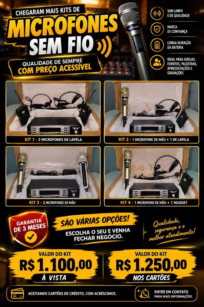 KIT MICROFONE SEM FIO 