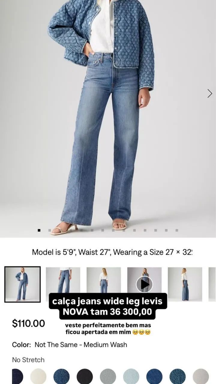 Calça levis wide leg tamanho 36
