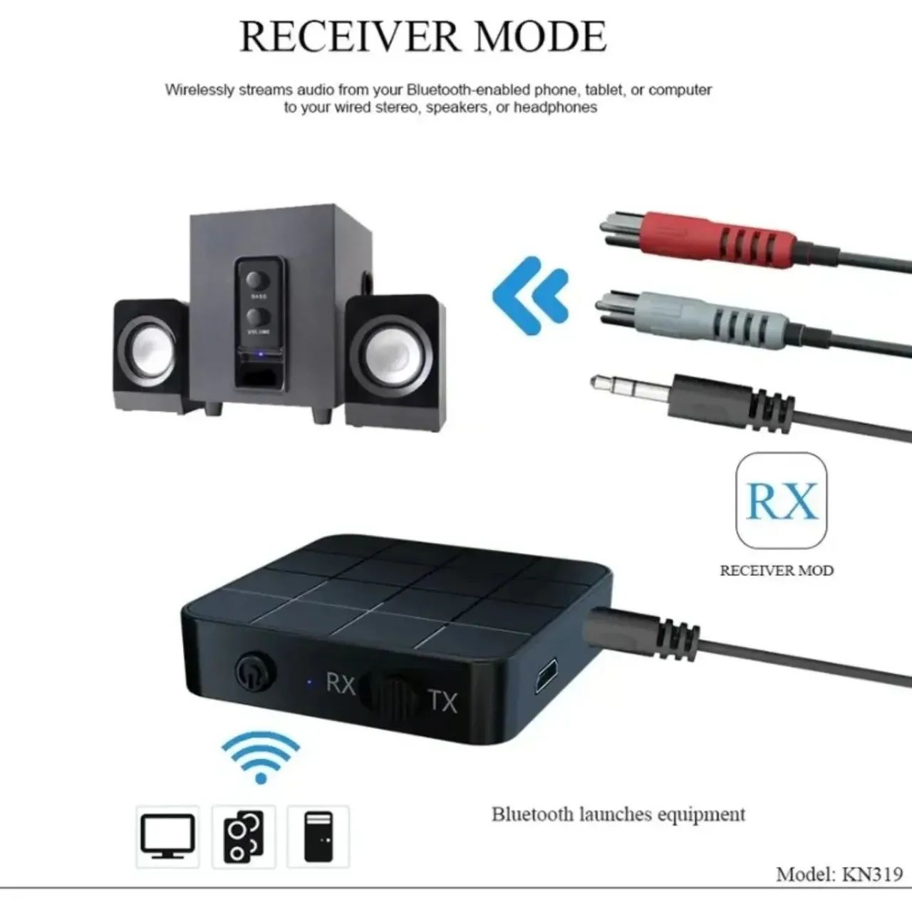 Transmissor e receptor de áudio Bluetooth 5.0  - Foto 5