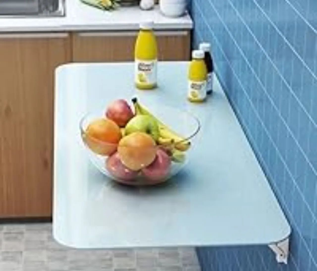 Mesa de parede de vidro laka com suporte em metal 