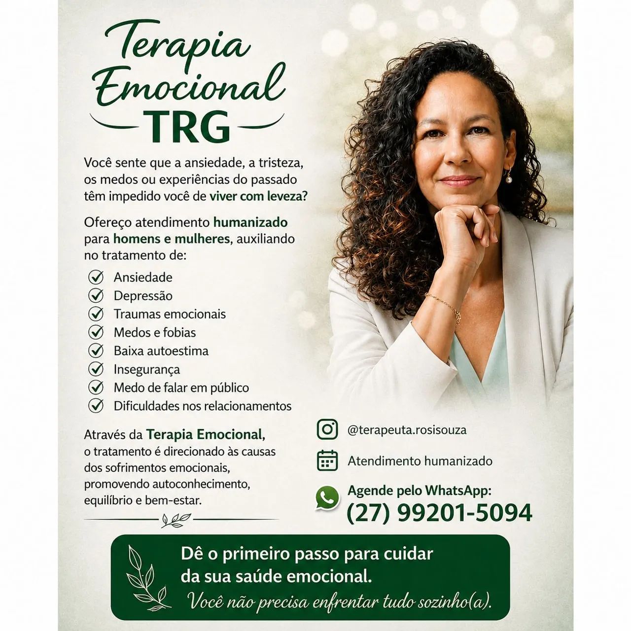 Terapeuta Emocional - Atendimento On-line e Presencial 
