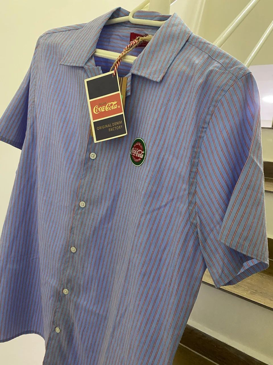 Camisa Masculina Coca-cola Listrada Manga Curta