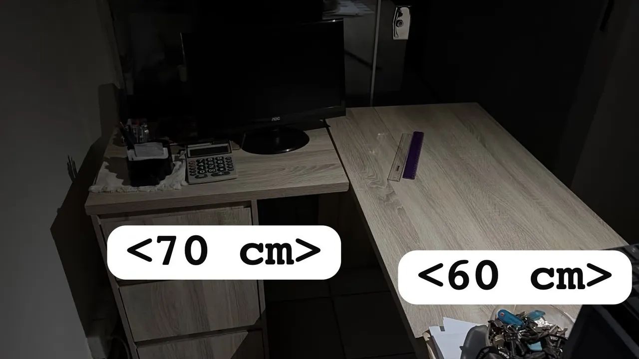 Mesa em L com 3 Gavetas Carvalho MDF 1,70m x 1.30  - Foto 5