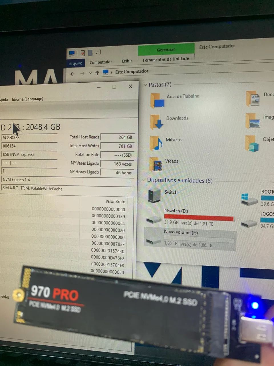 SSD NVME4 970 PRO 2TB 100% saudável  - Foto 4