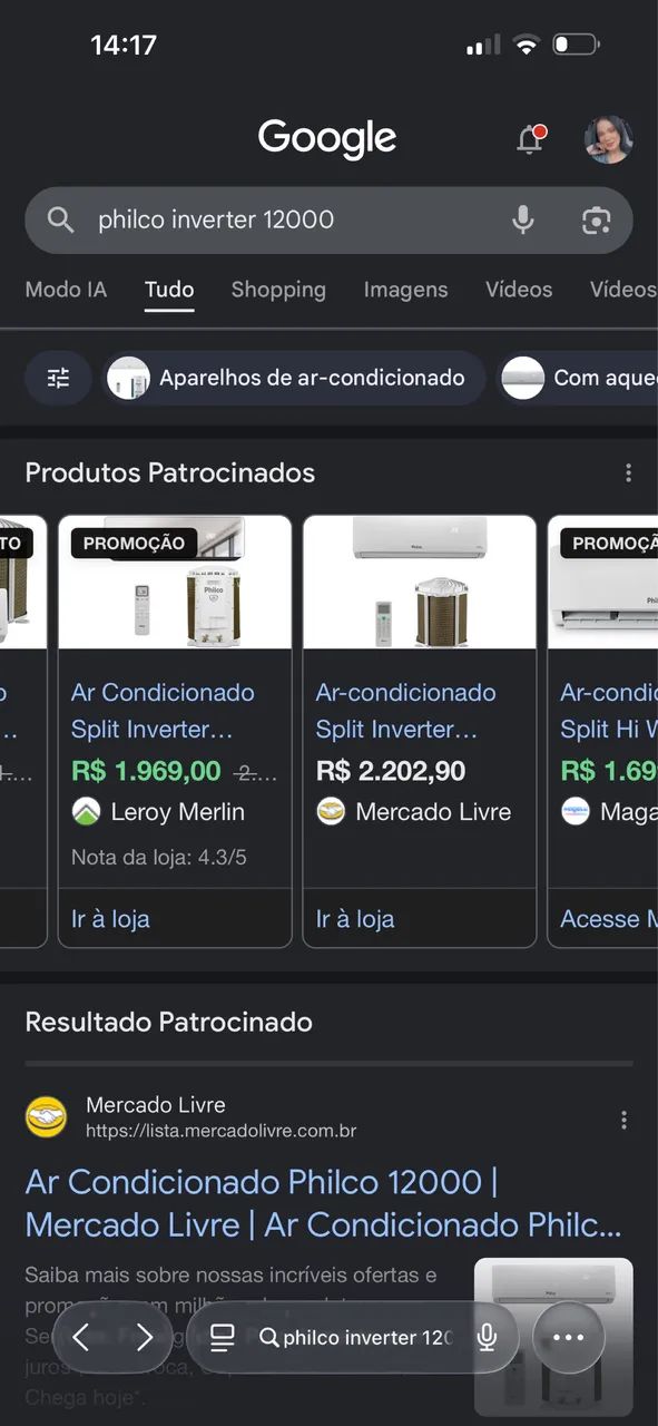 Ar condicionado quente e frio 12.000