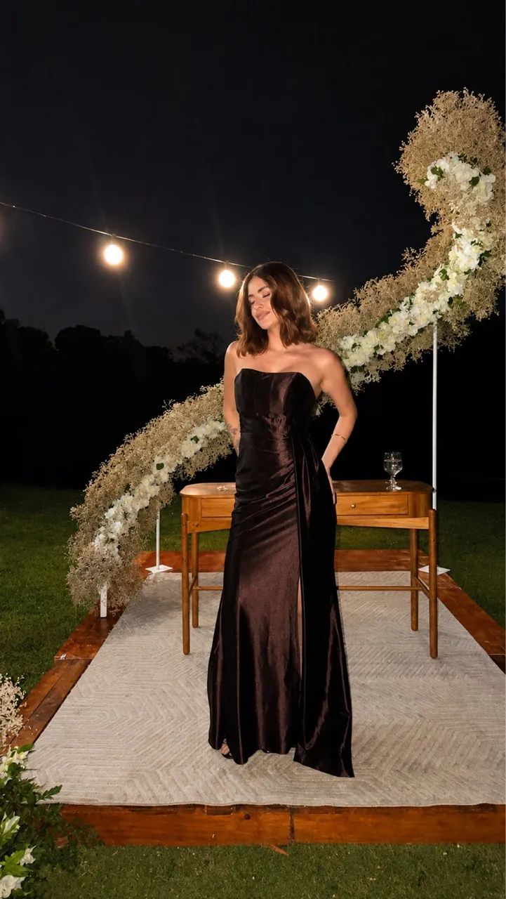 Vestido de festa marrom 