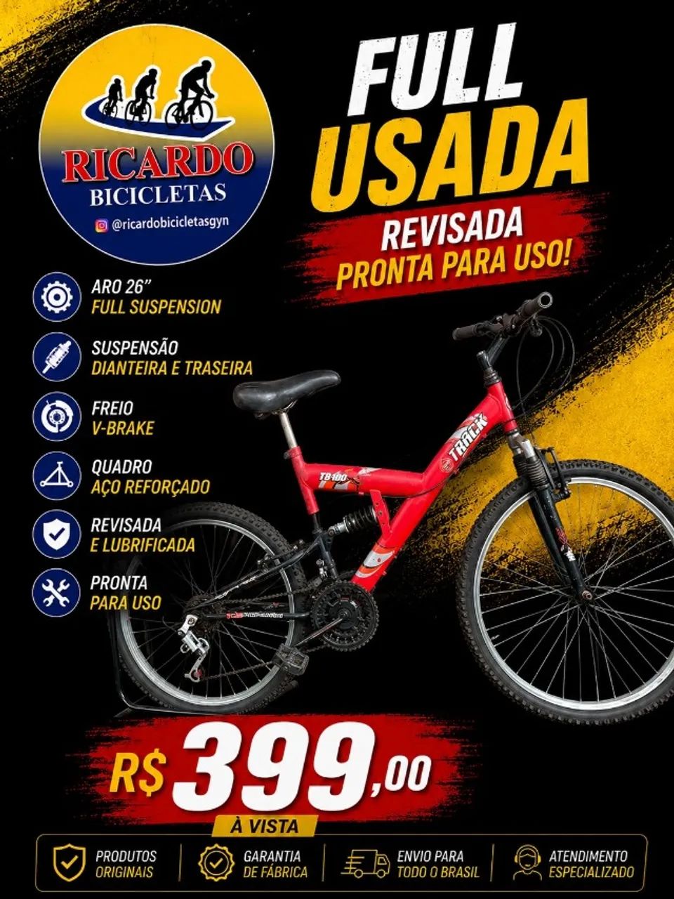 BICICLETA ARO 26 FULL USADA