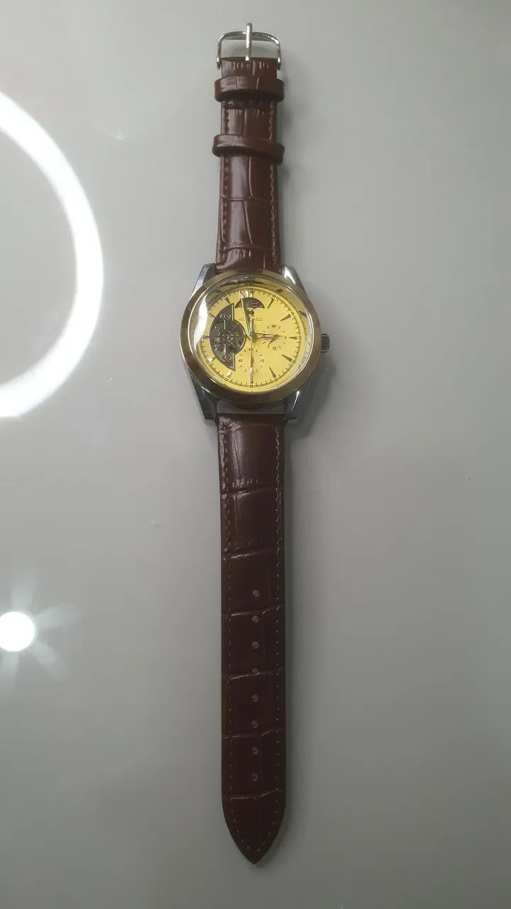 Relógio Automático Novo Pulseira Couro Masculino - Foto 2