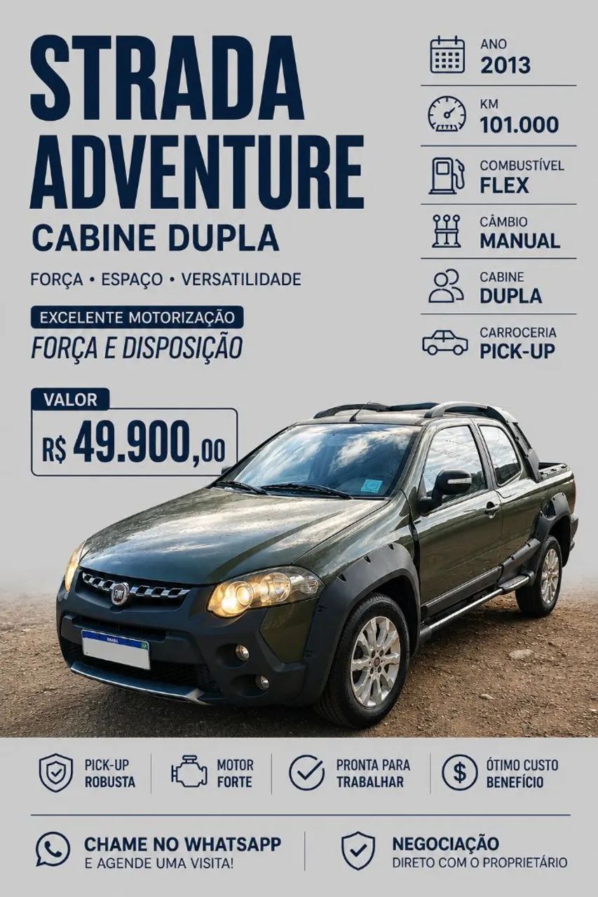 Fiat Strada Adventure1.8/ 1.8 Locker Flex CD 2013 - Foto 3