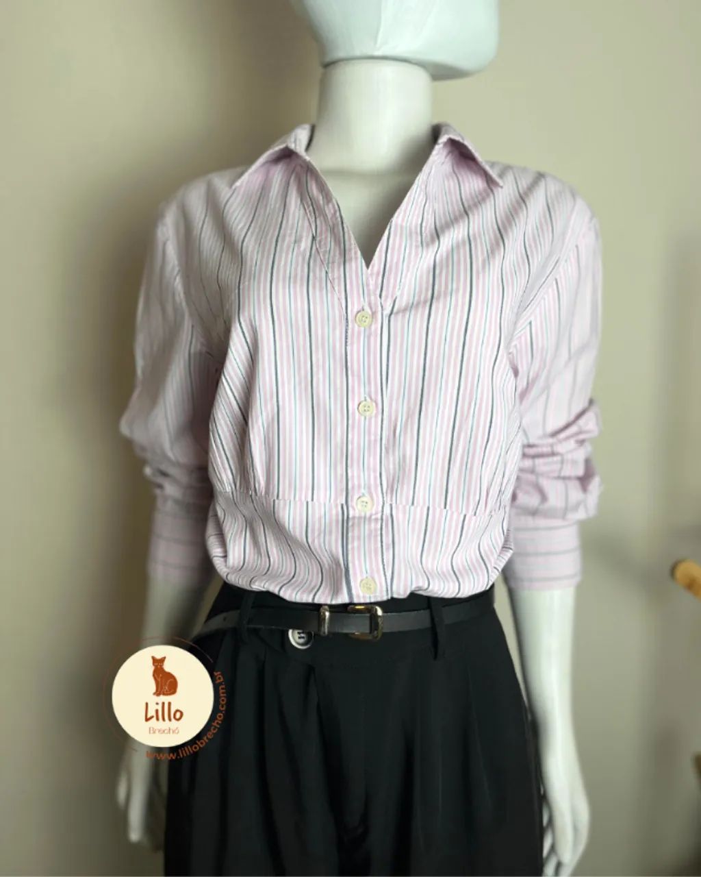 Camisa Feminina Listrada Rosa - Hidrogen - Foto 2