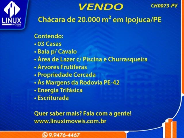 Chácara em Ipojuca/PE à Venda (CH0073-PV) - Foto 2