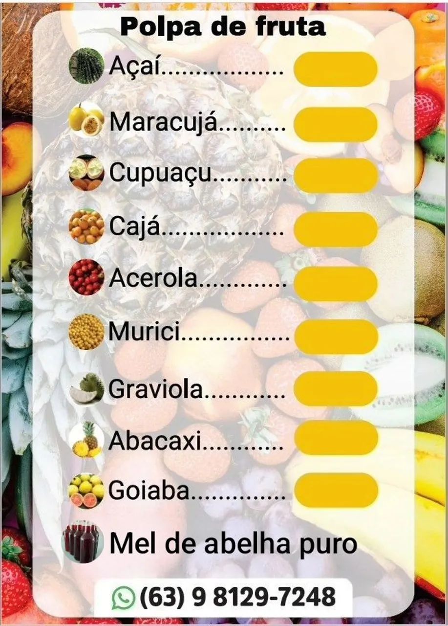 Vendo polpas puras.