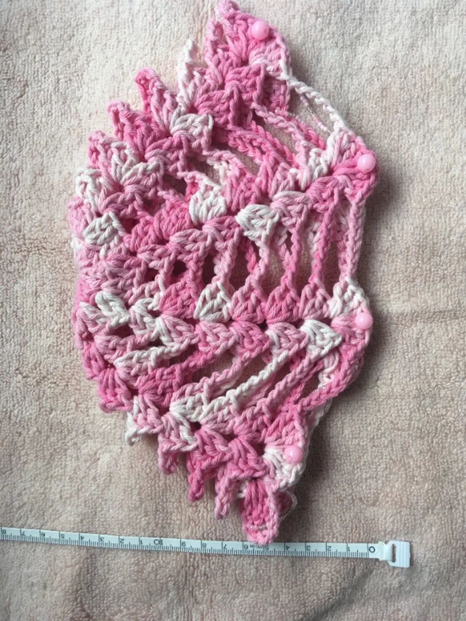 Headpiece / Touca de Crochê Rosa Mesclado com Mix de Pérolas - Foto 5