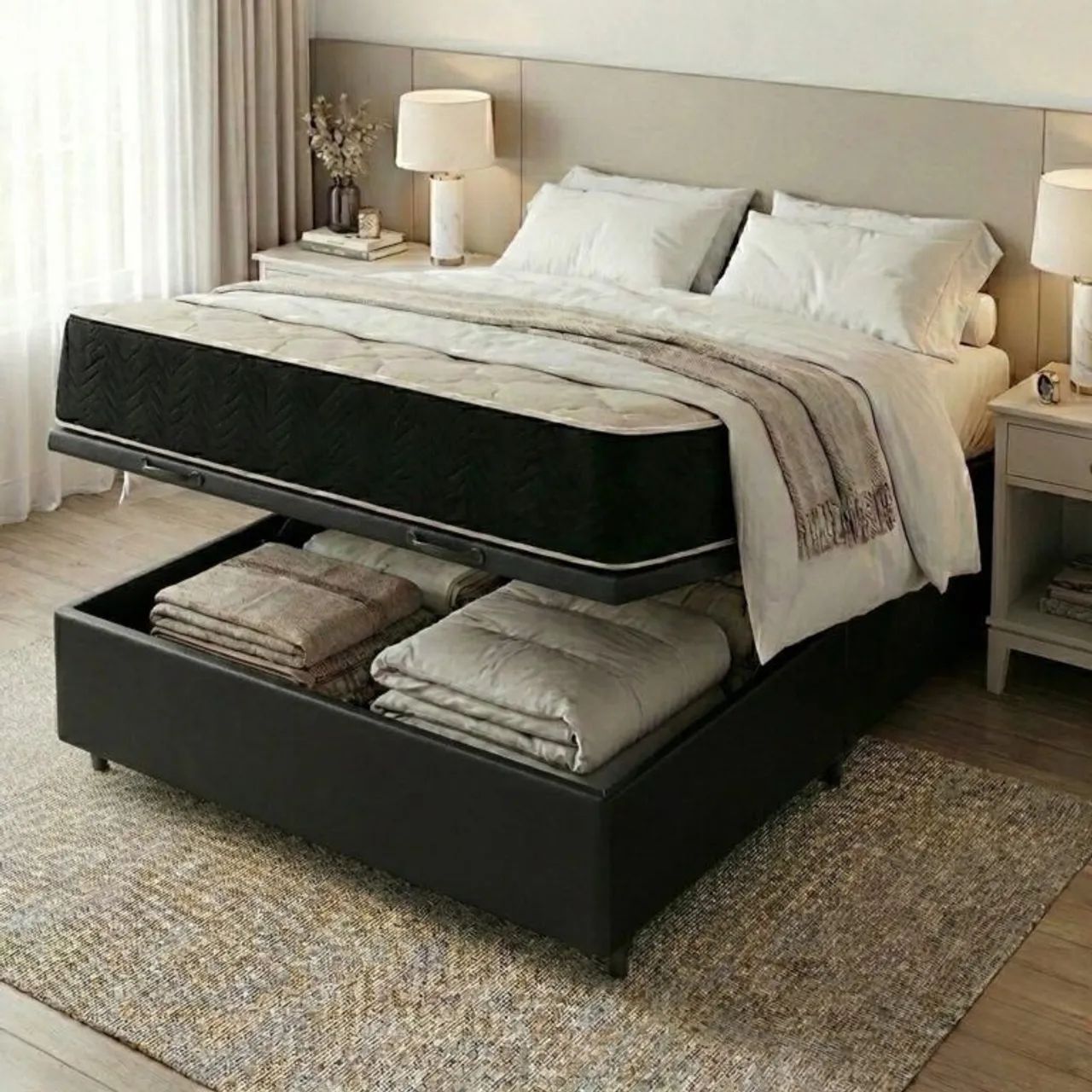 Colchão Casal D45 Premium + Base Box Baú  - Entrega Rápida 