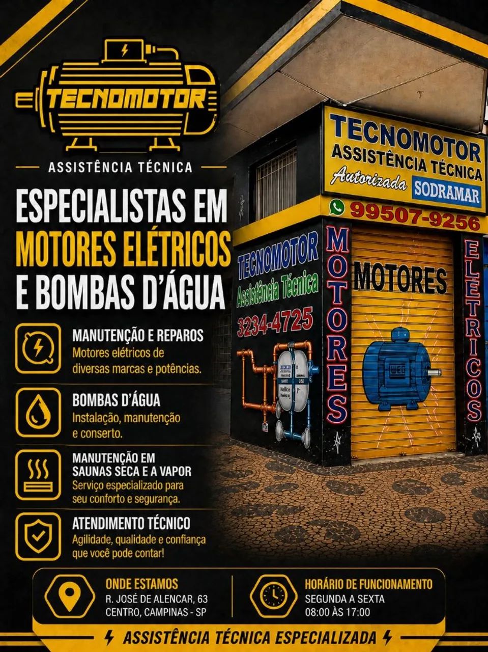 Enrolamento de motores elétricos, conserto e instalação de sauna 
