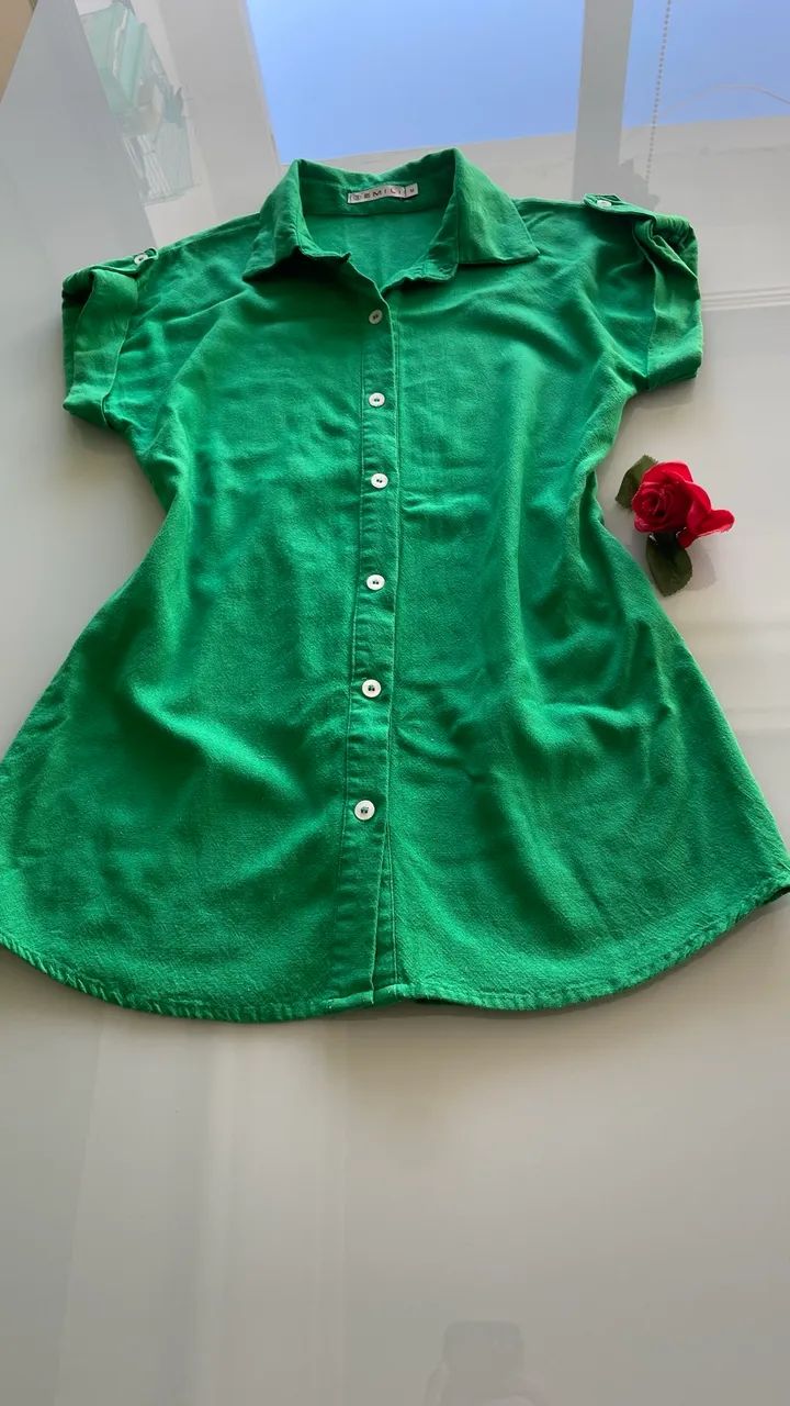 Conjunto feminino 3 peças, short, top e camisa - Foto 4
