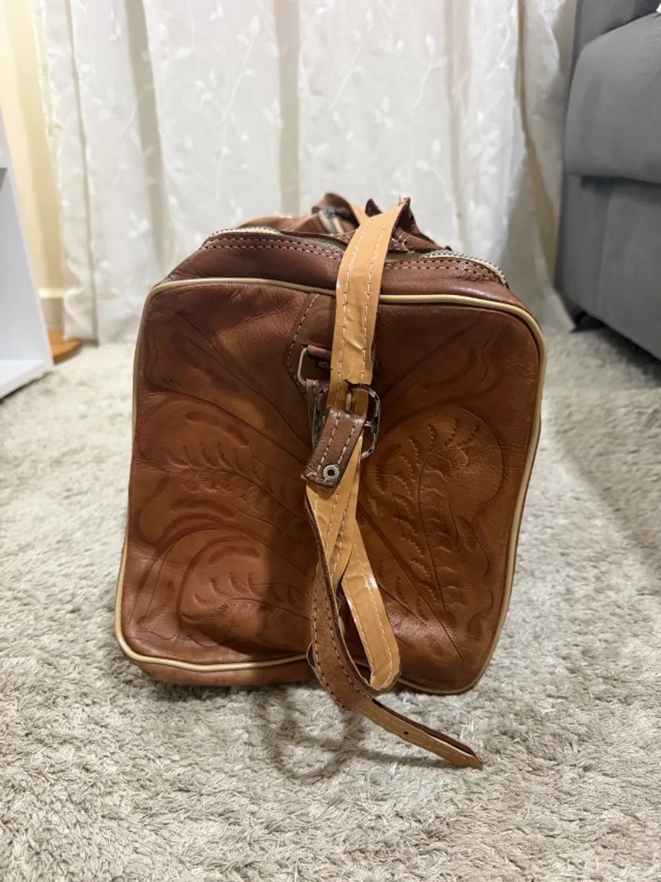 Bolsa Mala Mochila de Couro - Foto 4