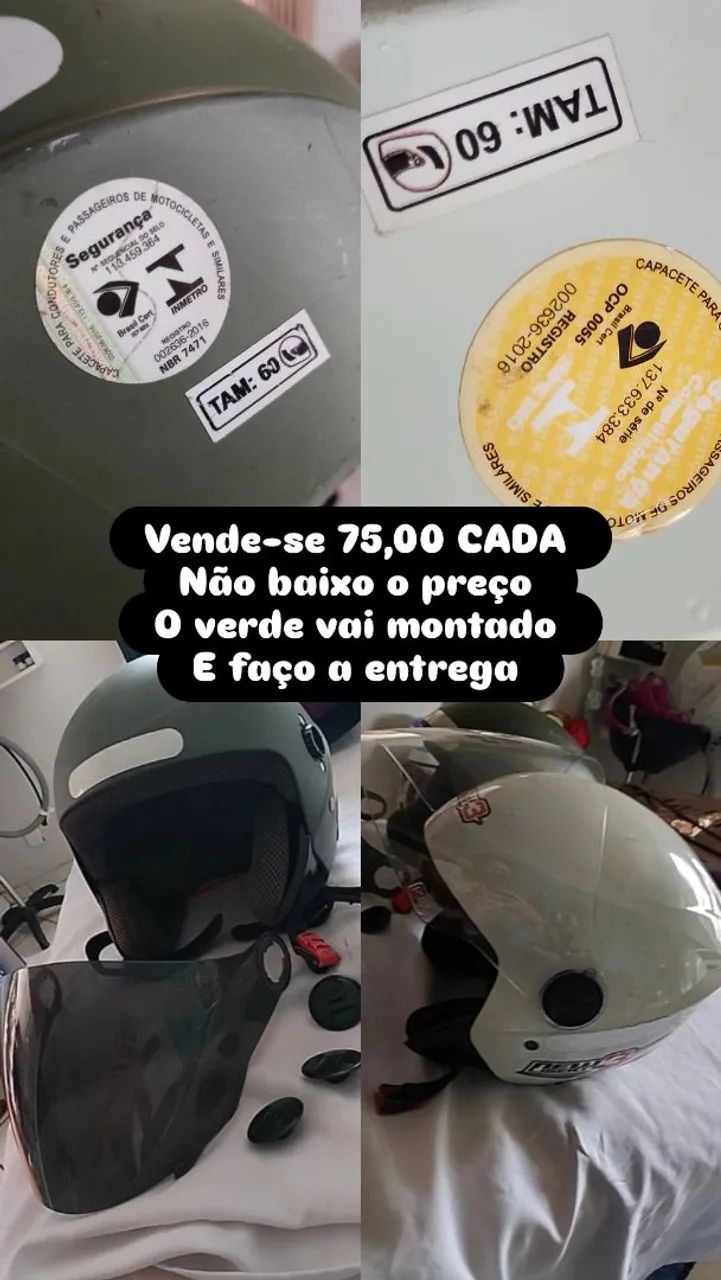 Capacetes em bom estado 