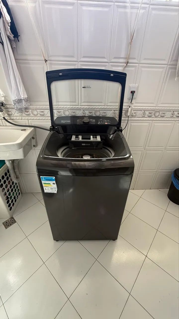 LAVADORA DE ROUPA BRASTEMP 13kg CESTO INOX 12 PROGRAMA DE LAVAGEM NA COR CINZA PLATINUM 