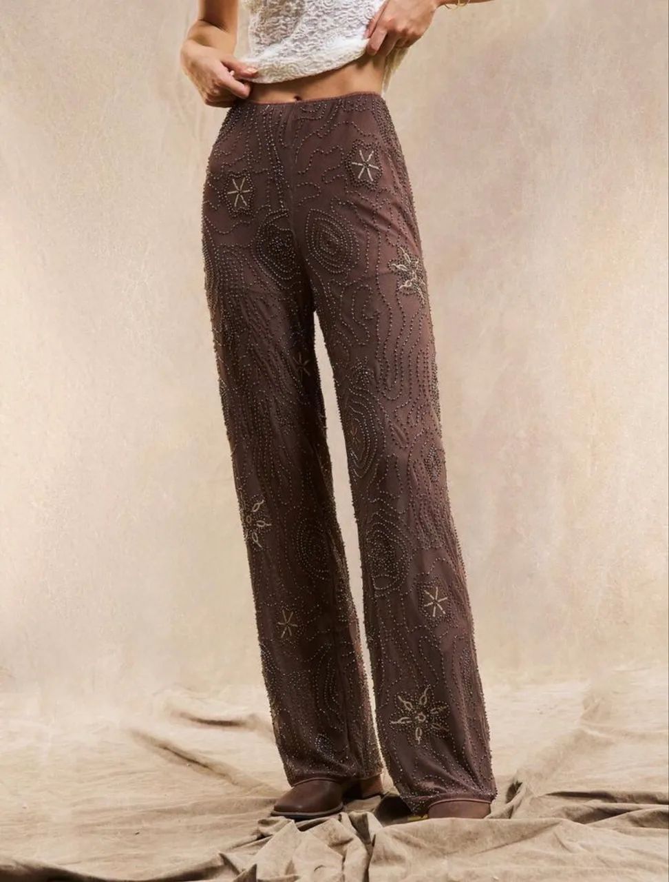 Calça Zara Strass marrom  - Foto 2