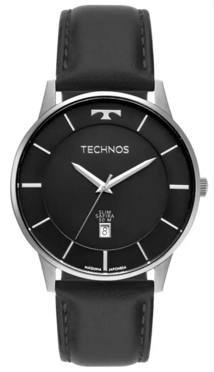 Relógio Technos Masculino Slim Prateado