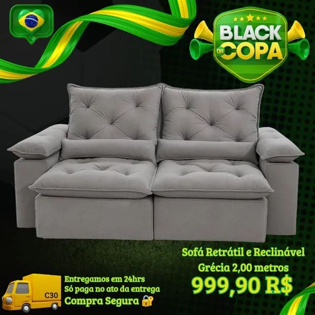 Sofá Grecia ret e recl 2M (Pague na entrega)