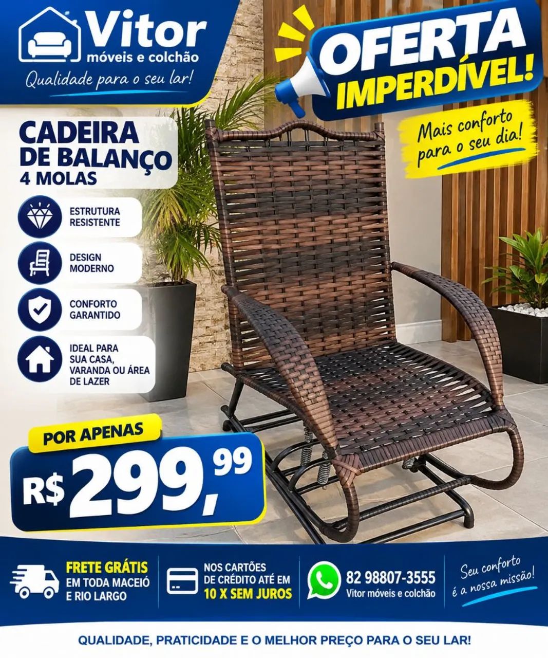 OFERTAS DE CADEIRA DE BALANÇO 4 MOLAS 