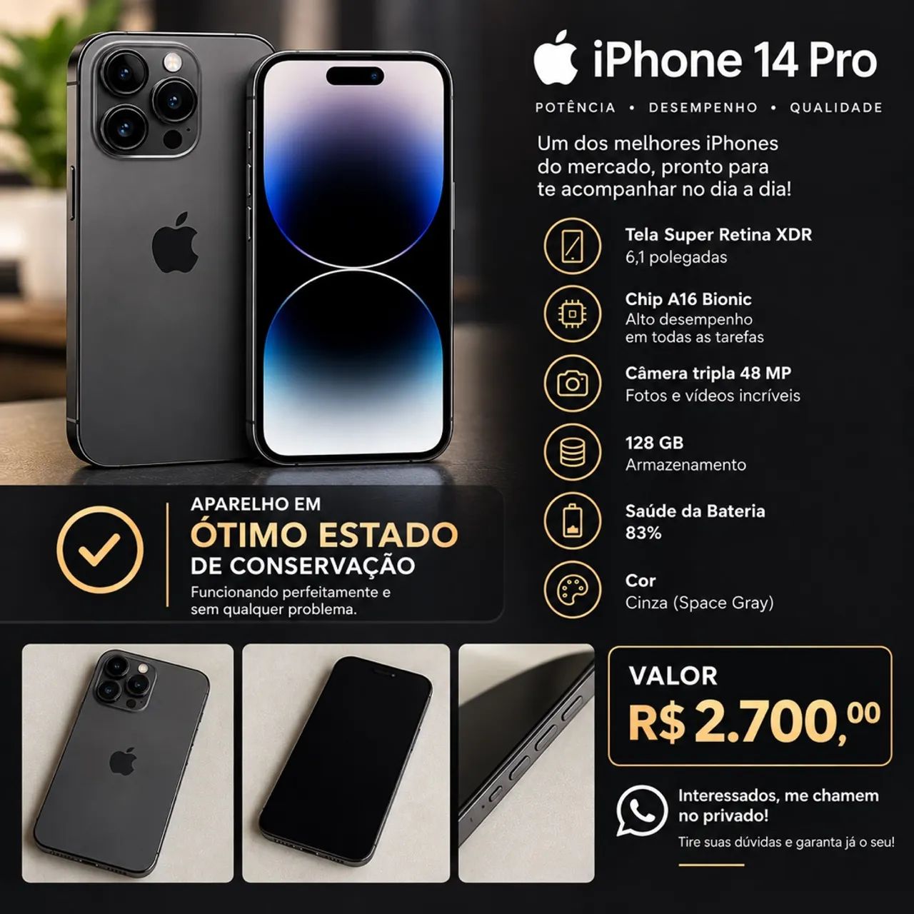 Vendo Iphone 14 PRO em excelente estado.