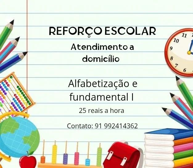Aula de reforço 25 reais hora aula