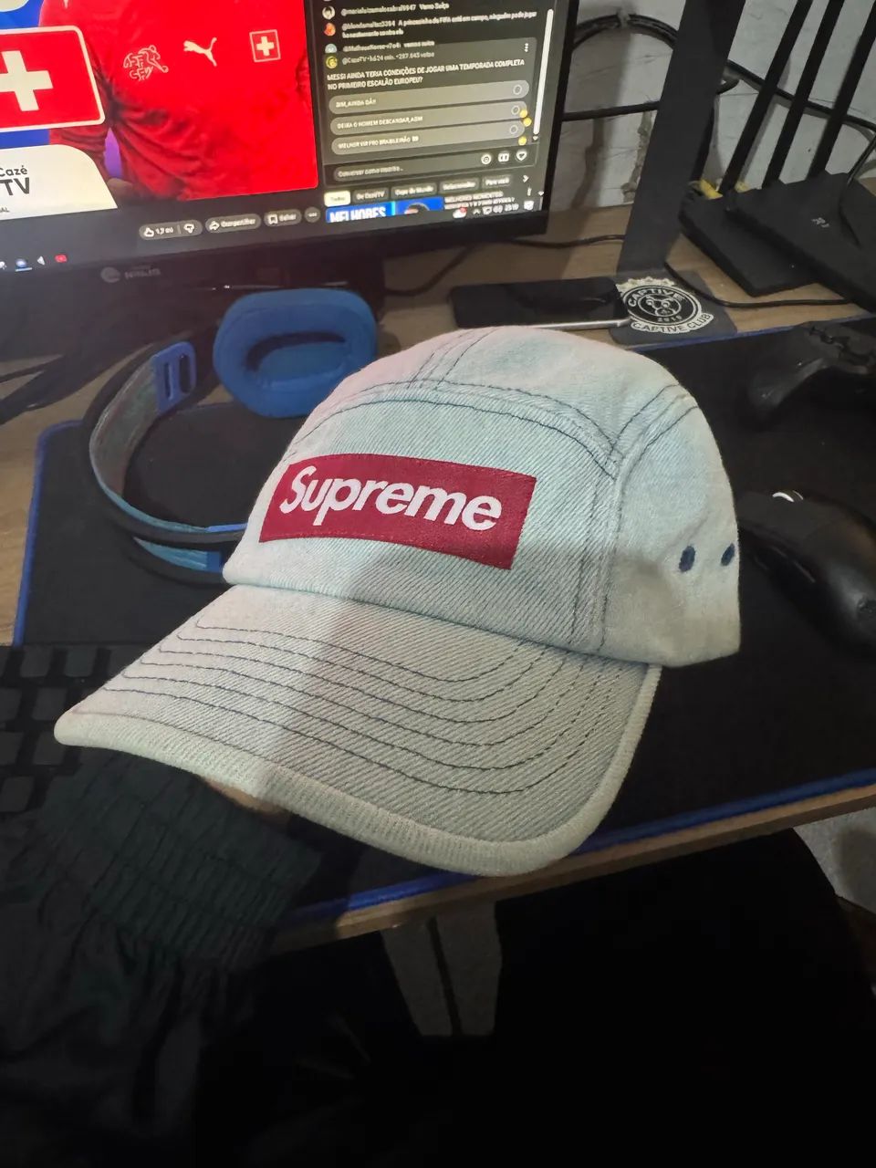 Boné Supreme 5 Panel Washed Canvas Camp Denim Jeans - Foto 2