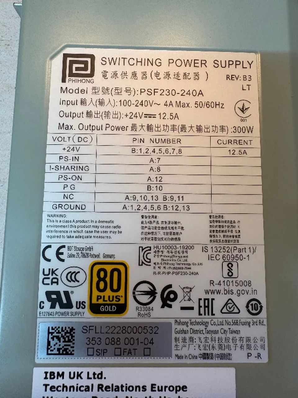 Fonte Phihong PSF 230 - 240ª Switch Power - Sucata - Leia - Foto 4