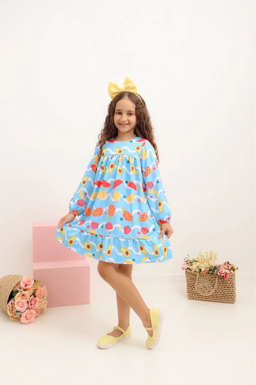 Vestido infantil manga longa 