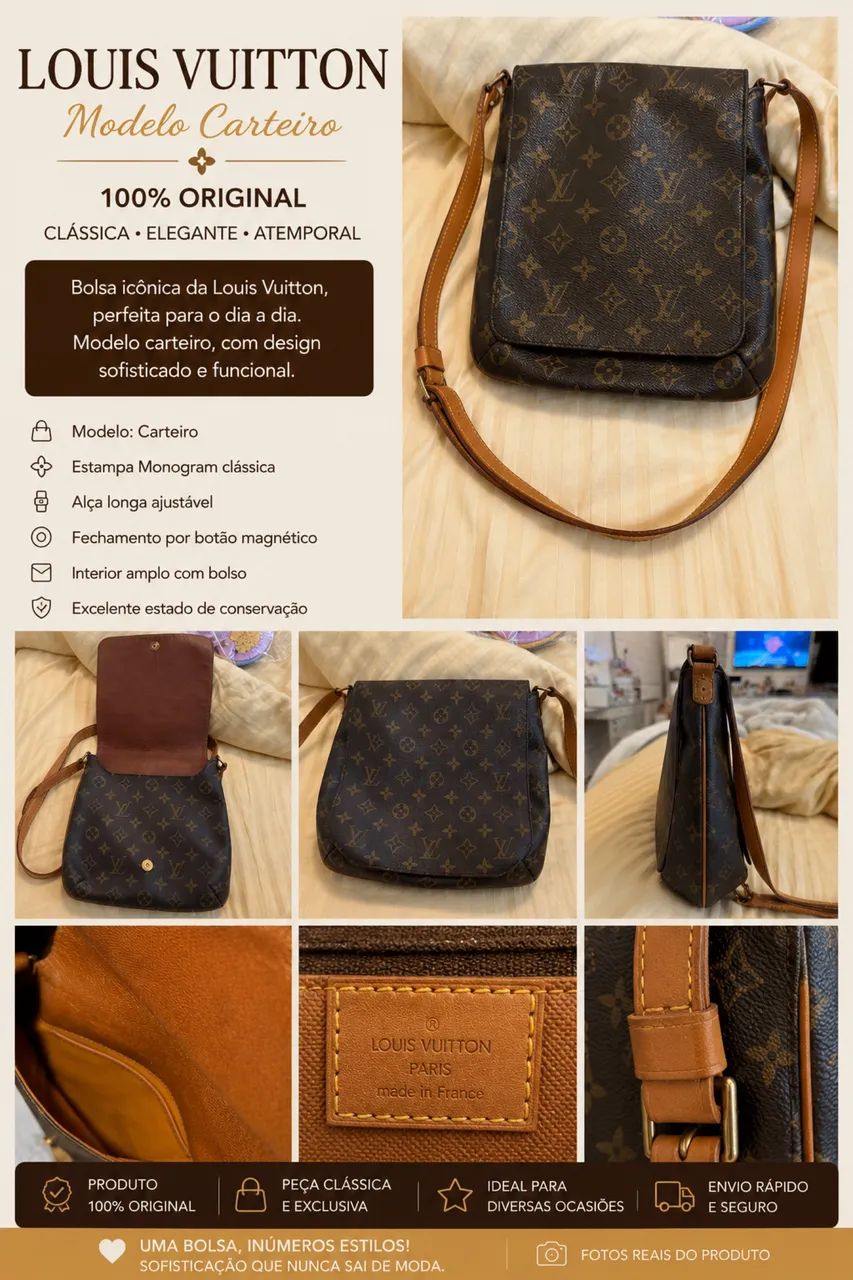 Bolsa original Louis Vuitton Monogram - Excelente estado modelo carteiro !
