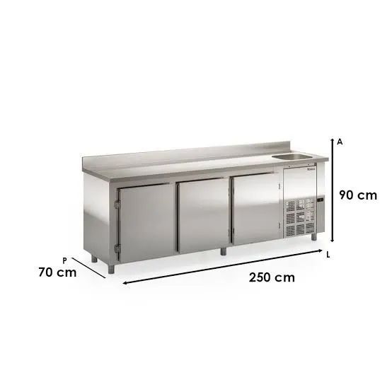 Ac balcão refrigerado 2.5mt com pia Gelopar 
