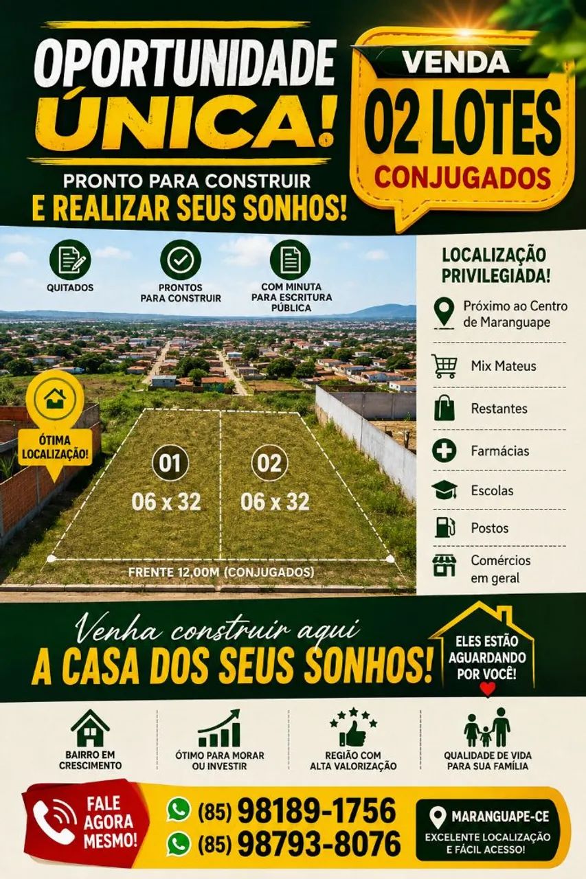 Vendo 02 Lotes Conjugados em Maranguape-Ceara 