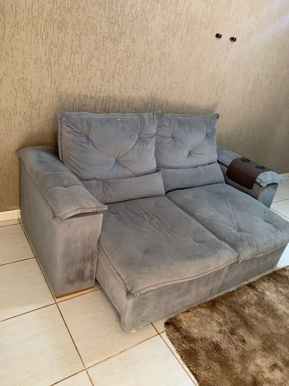 2.90-Meter Reclining Sofa in Gray441140336657049600
