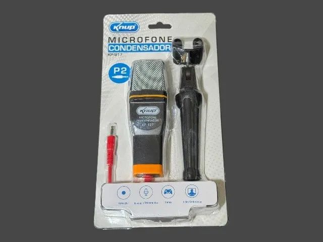 Microfone Condensador Profissional Knup KP-917 Com Tripé - P2