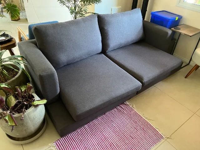 Sofá Linho 4 lugares HABITATO Sofás - Cinza chumbo 2 metros - Foto 5