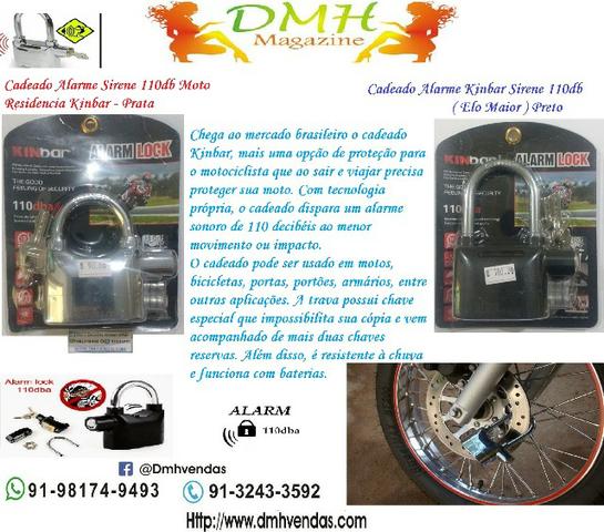 Cadeado Alarme Kinbar Prata ( Elo Grande- 110db mais uma opção de proteção aceitamos cart