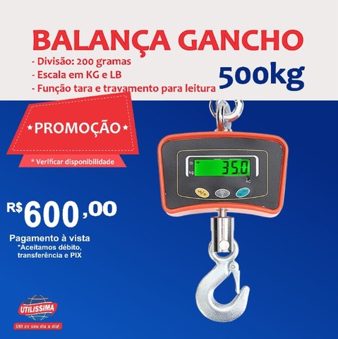 Balança Digital 500 kgs de Gancho  Entrega Grátis