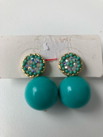 Brinco azul turquesa com brilho