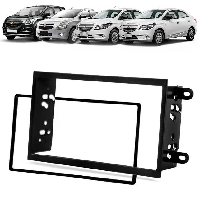 Moldura Painel 2 Din Chevrolet Onix / Cobalt / Spin / Novo Prisma / Agile - Preto