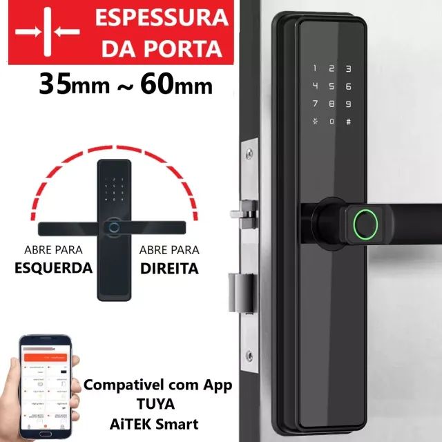 Fechadura Digital Biométrica Aitek Alpha 201 com Biometria, Senha, Cartão e Tag - Foto 5